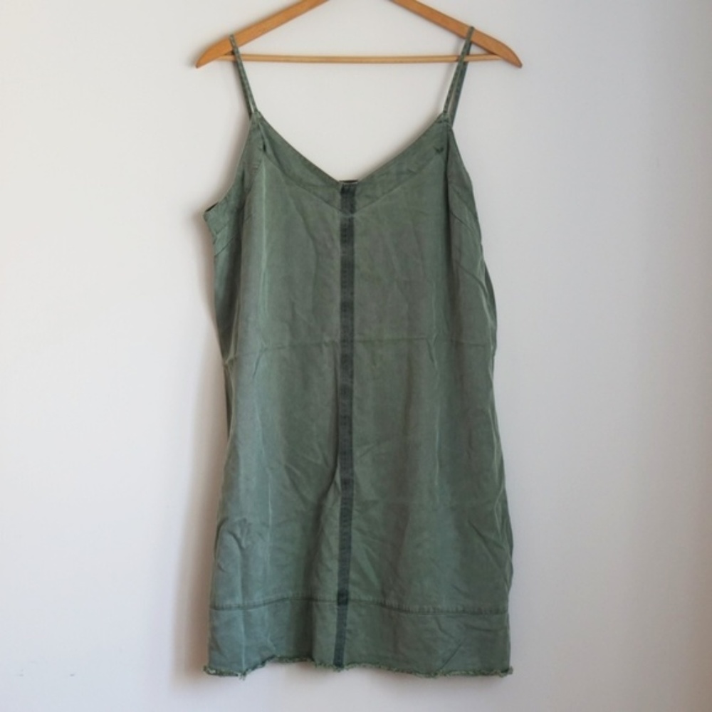 Vince Camuto Army Green Skinny Strap Shift Dress